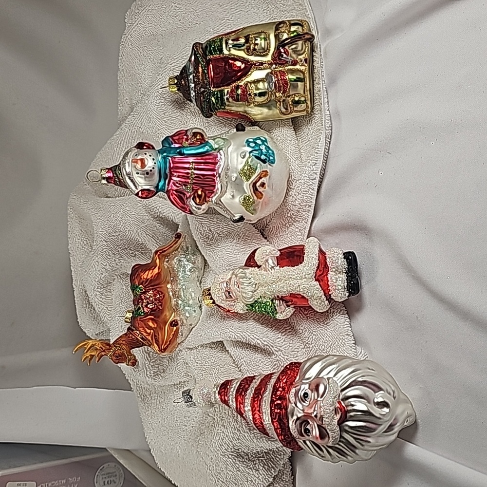 Lot of 5 Glass Christmas Ornaments